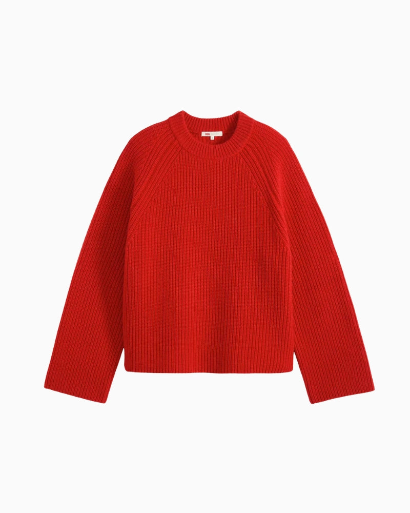 Levi's Frida Wool Crewneck Sweater in Red striped knit detail
