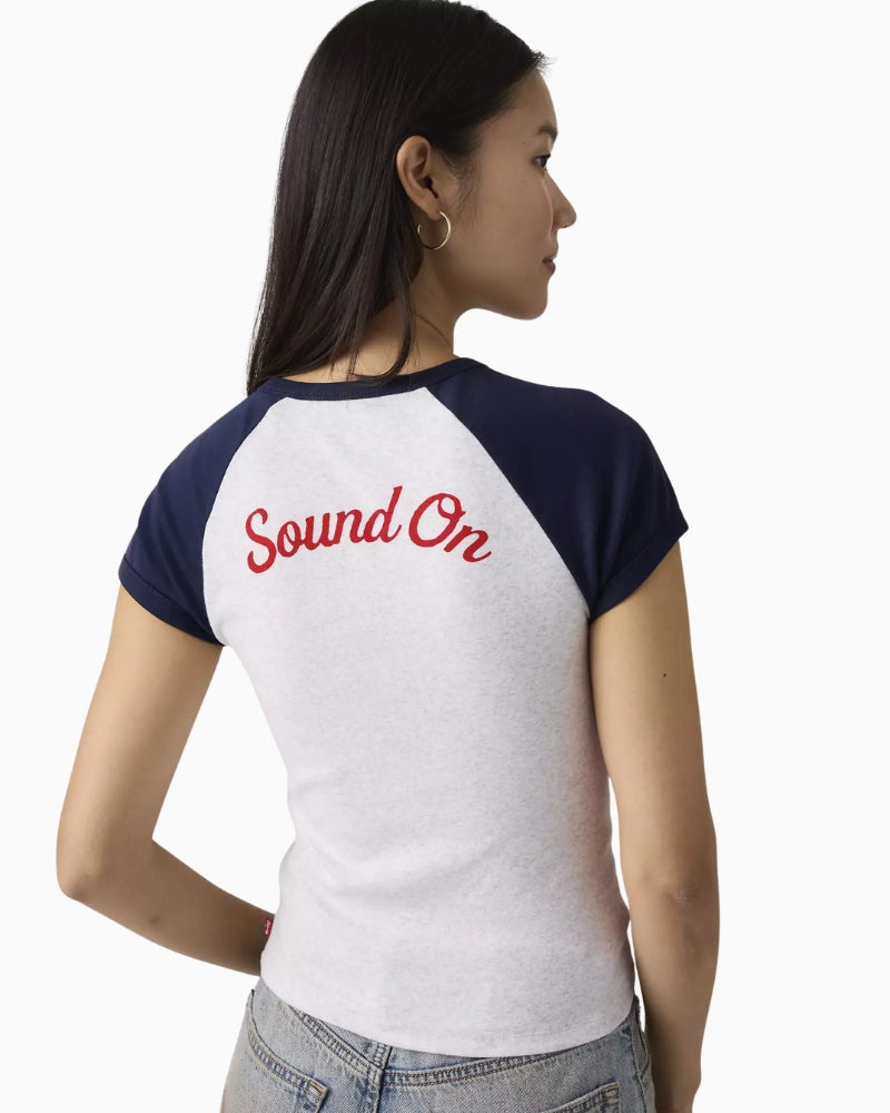 Levi's Graphic Riley Raglan Tee white navy back view