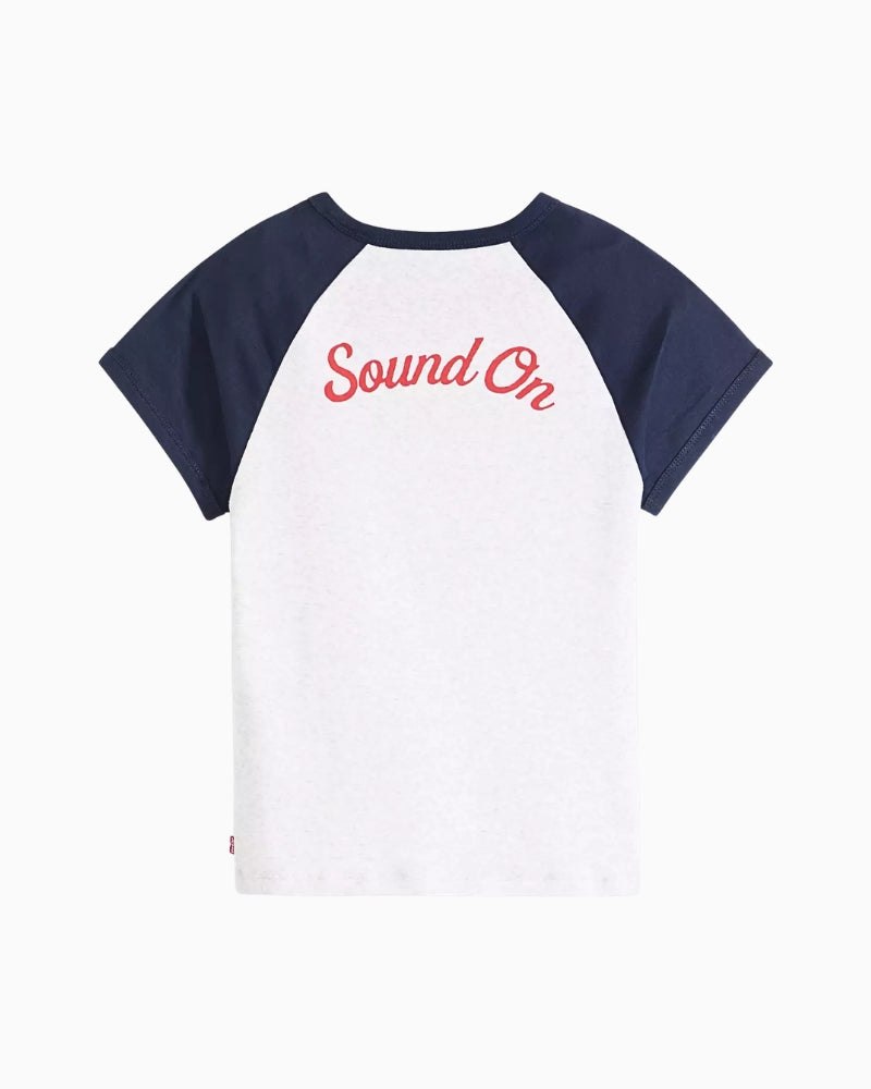 Levi's Graphic Riley Raglan Tee white navy flat lay back view