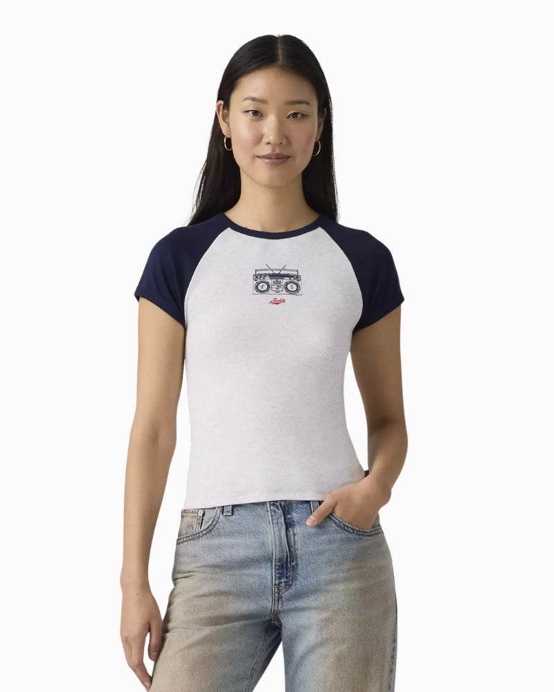 Levi's Graphic Riley Raglan Tee white navy front view
