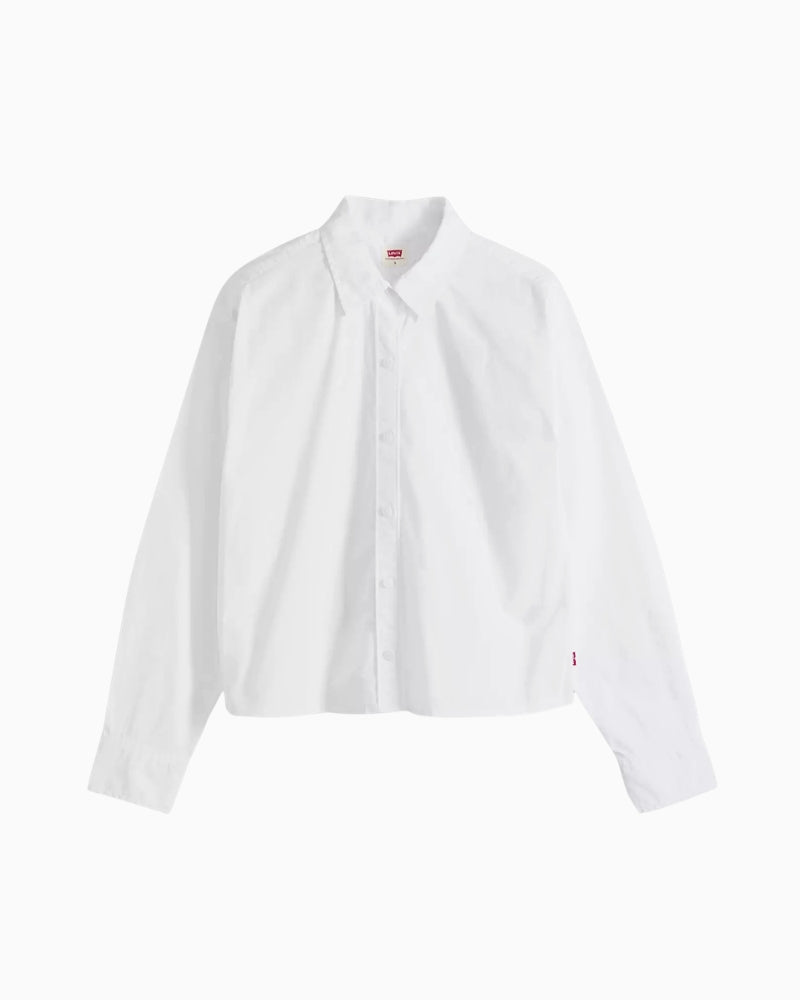 Levi's Harlie Cropped Button Down Shirt in White button front detail