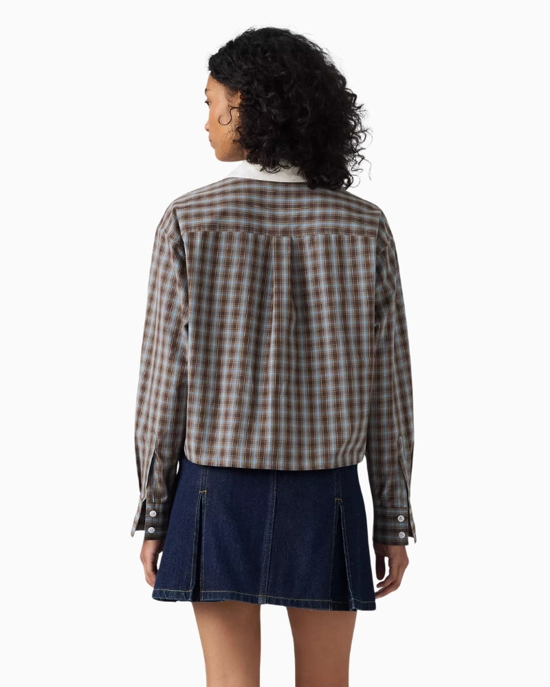 Levi's Harlie Long-Sleeve Shirt in brown plaid back view