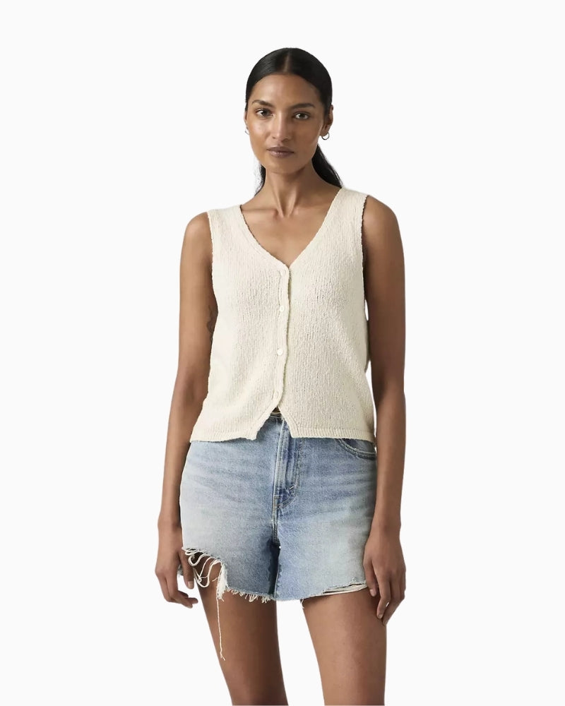 Levi's Helen Mini Boucle Vest Tofu White front view