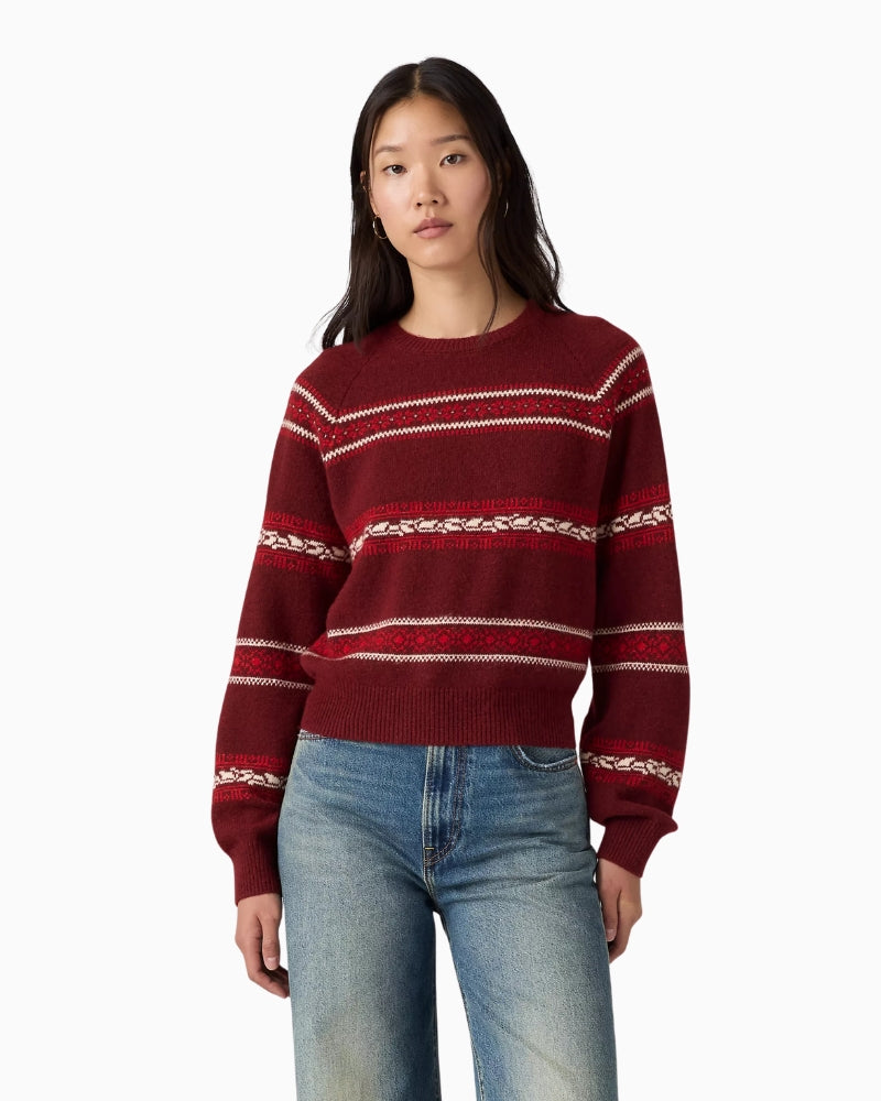 Levi's Jolie Fairisle Crewneck Sweater in Cabernet front view