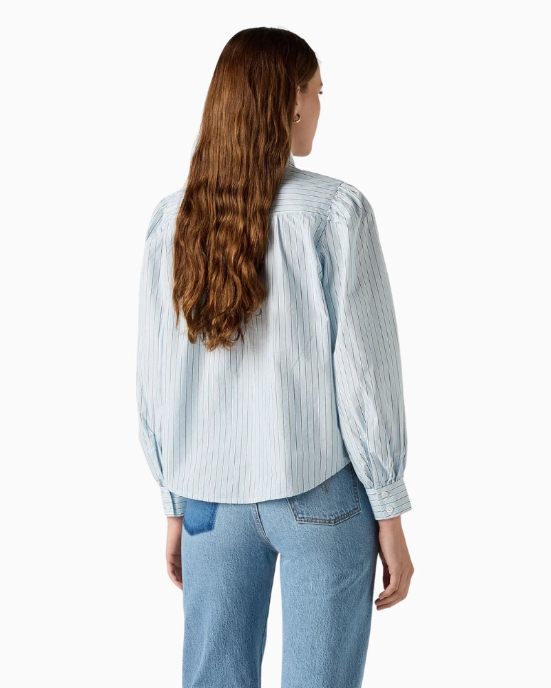 Levi's Judice Western Shirt in Blue Stripe back view