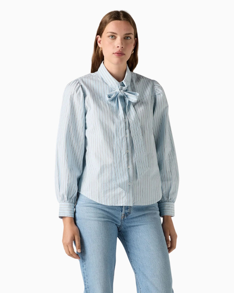 Levi's Judice Western Shirt in Blue Stripe front view