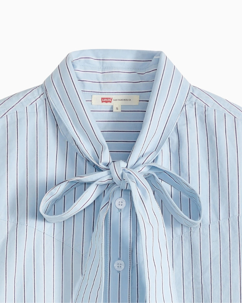 Levi's Judice Western Shirt in Blue Stripe point collar detail