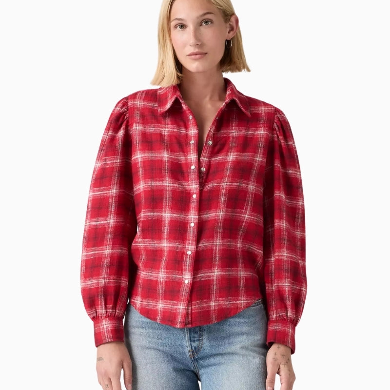 Levi's Juna Western Shirt in red plaid front view