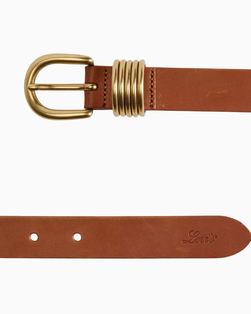 Levi's Lyla Ring Belt in Brown layered ring buckle detail