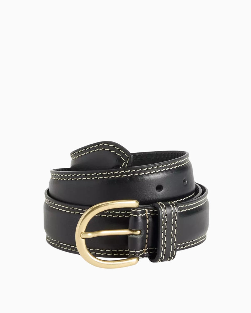Levi's Olivia Classic Feather Edge Belt in Black stitch detail