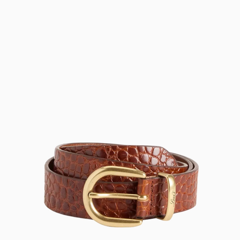 Levi's Phoebe Belt in Brown croc-effect leather detail