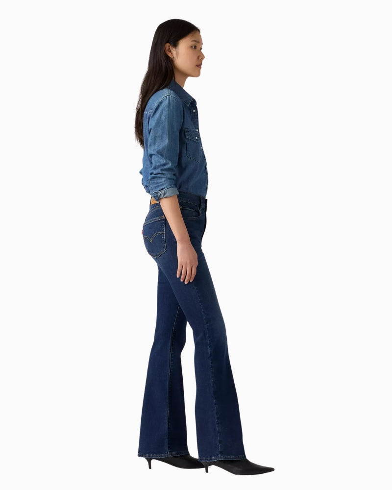 Levi's Premium 726 High Rise Flare Women's Jeans in True Blue Dark side view