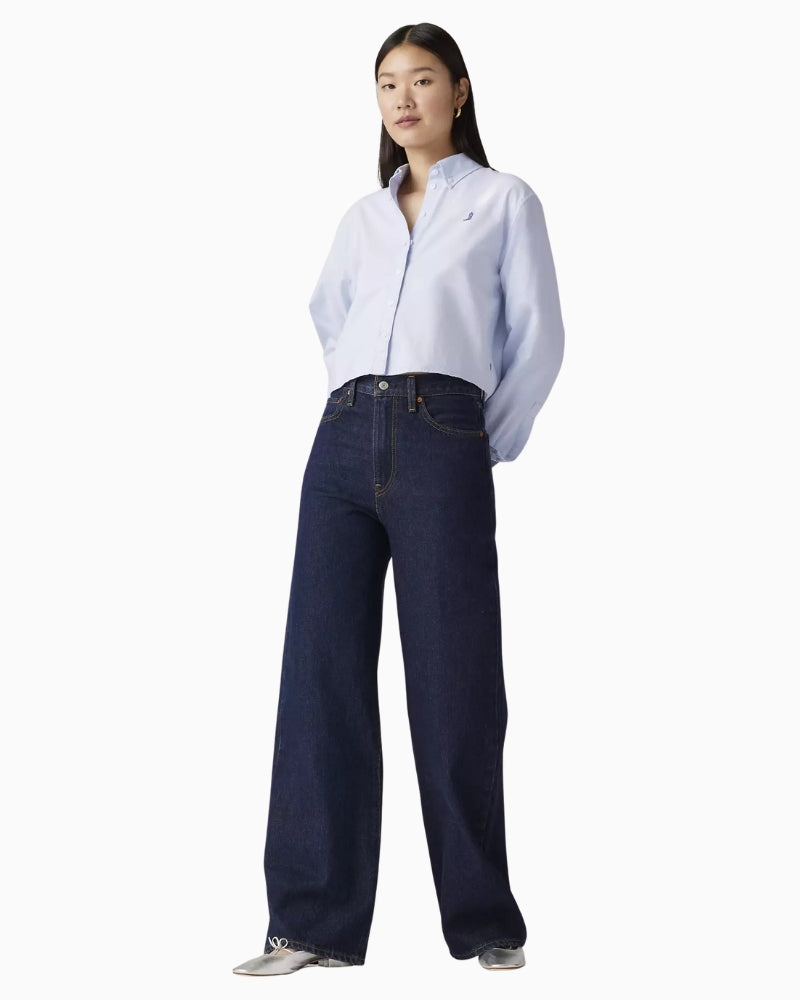 Levi's Ribcage Wide Leg Jeans in Dark Denim pocket detail