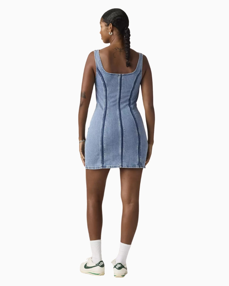 Levi's Seamed Zip Dress blue back view