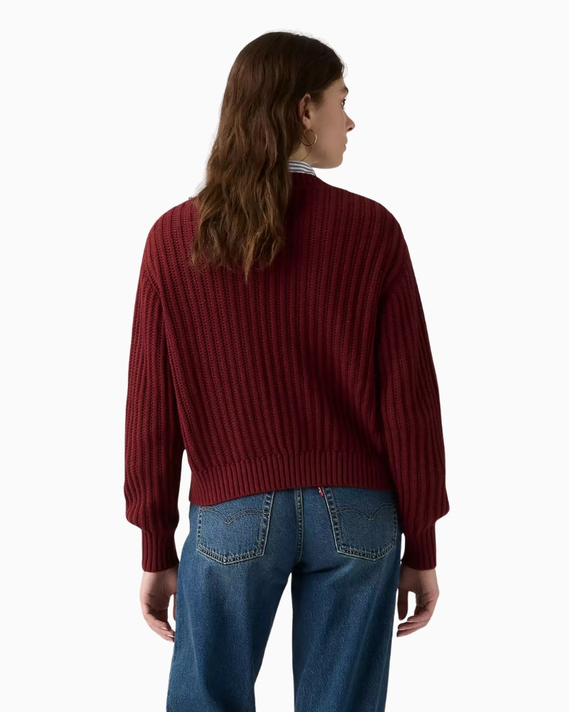 Levi's Snowflake Cardigan in Cabernet back view