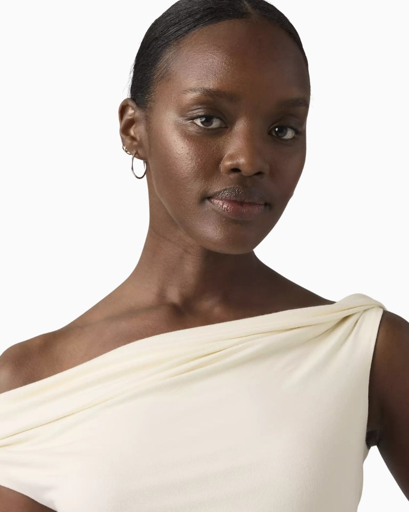 Levi's Tori Twisted Knit Top off white neckline twist detail