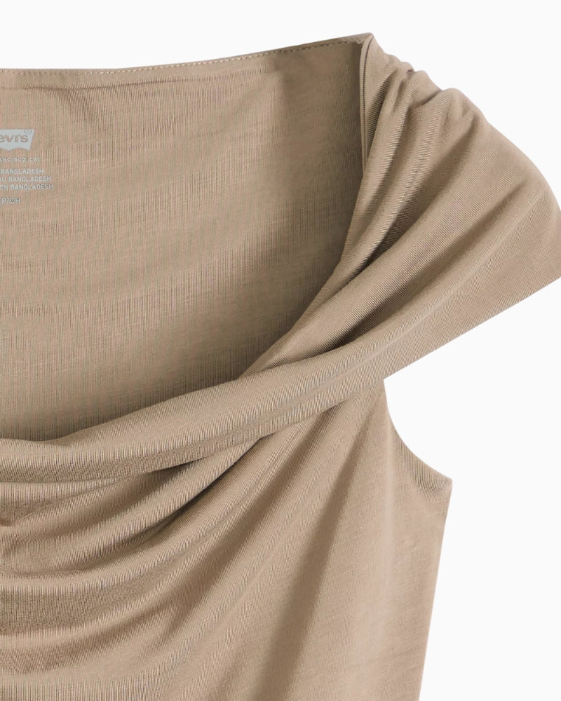 Levi's Tori Twisted Knit Top taupe fabric detail