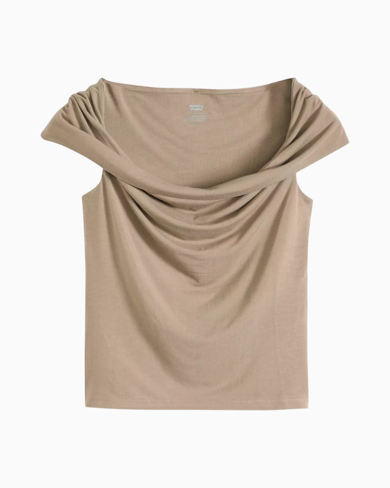 Levi's Tori Twisted Knit Top taupe front view