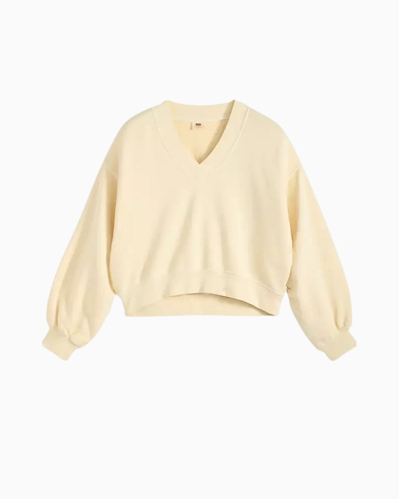 Levi's Vintage V-neck Sweatshirt cream hem detail