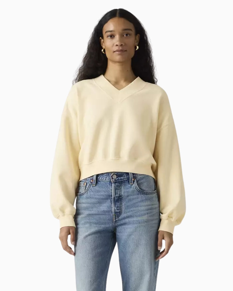 Levi's Vintage V-neck Sweatshirt cream sleeve detail
