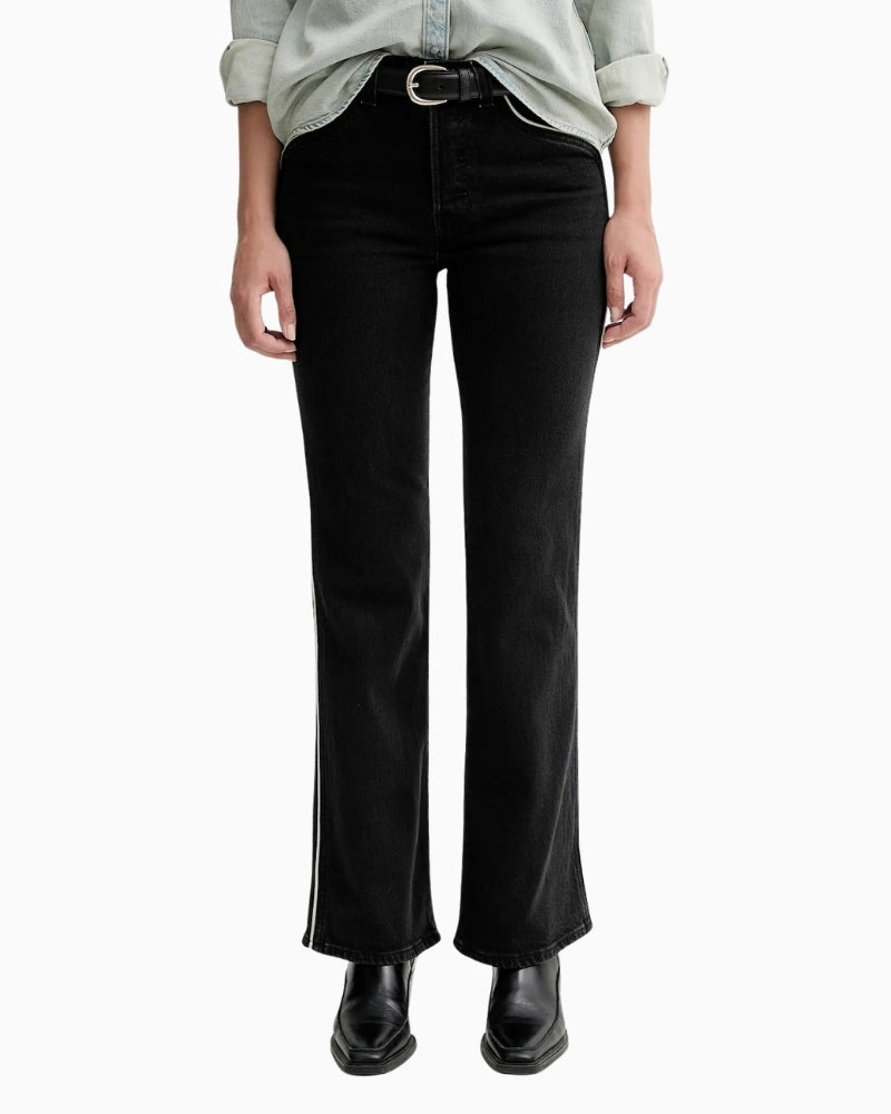 Levi’s Wedgie Boot Piping jeans in blue denim with high-rise waist and flared leg