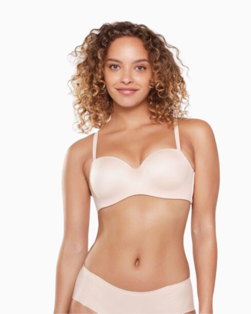 Nude strapless memory foam bra by LingaDore with removable straps