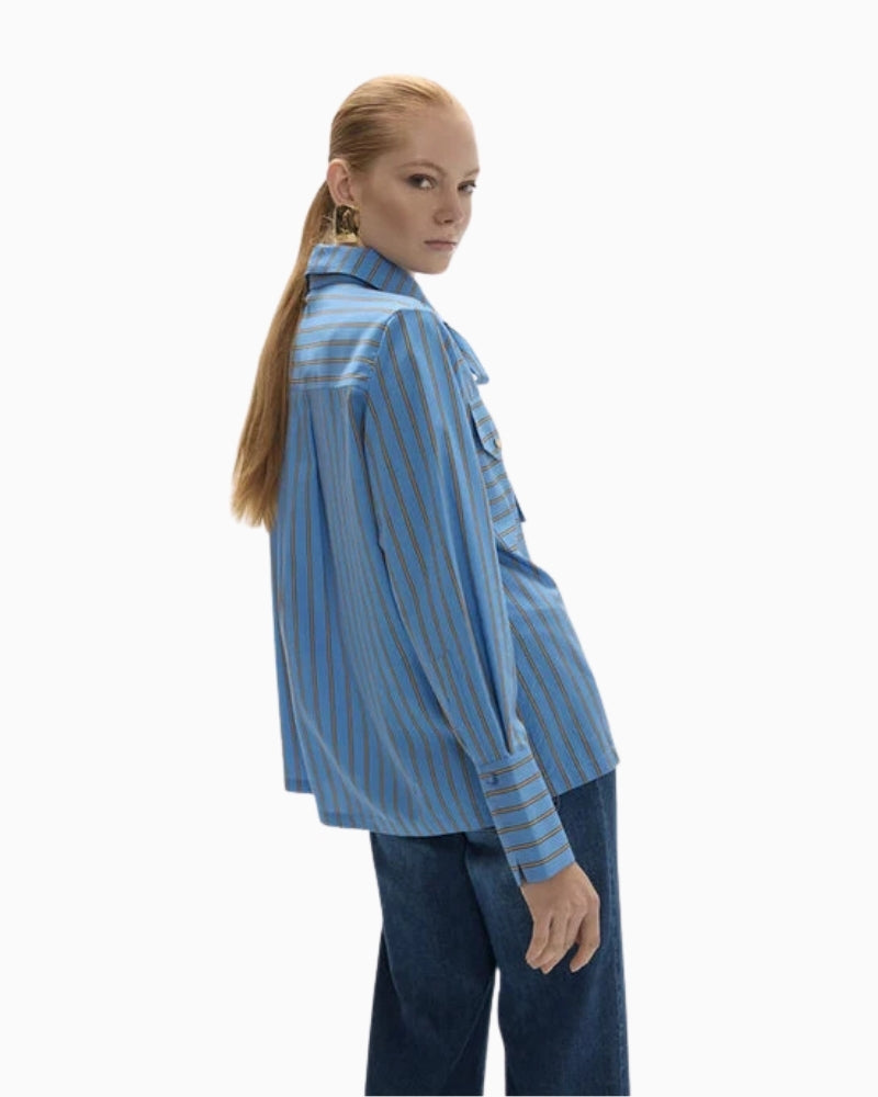 Lola Casademunt Blue Stripe Shirt side view