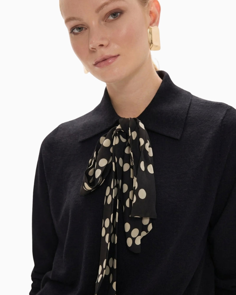 Lola Casademunt Jumper with Bow in black polka dot bow detail