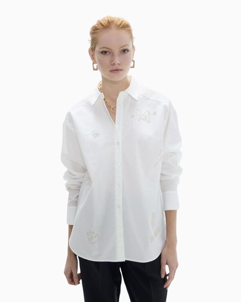 Lola Casademunt Oversize Shirt with Studs in white front view