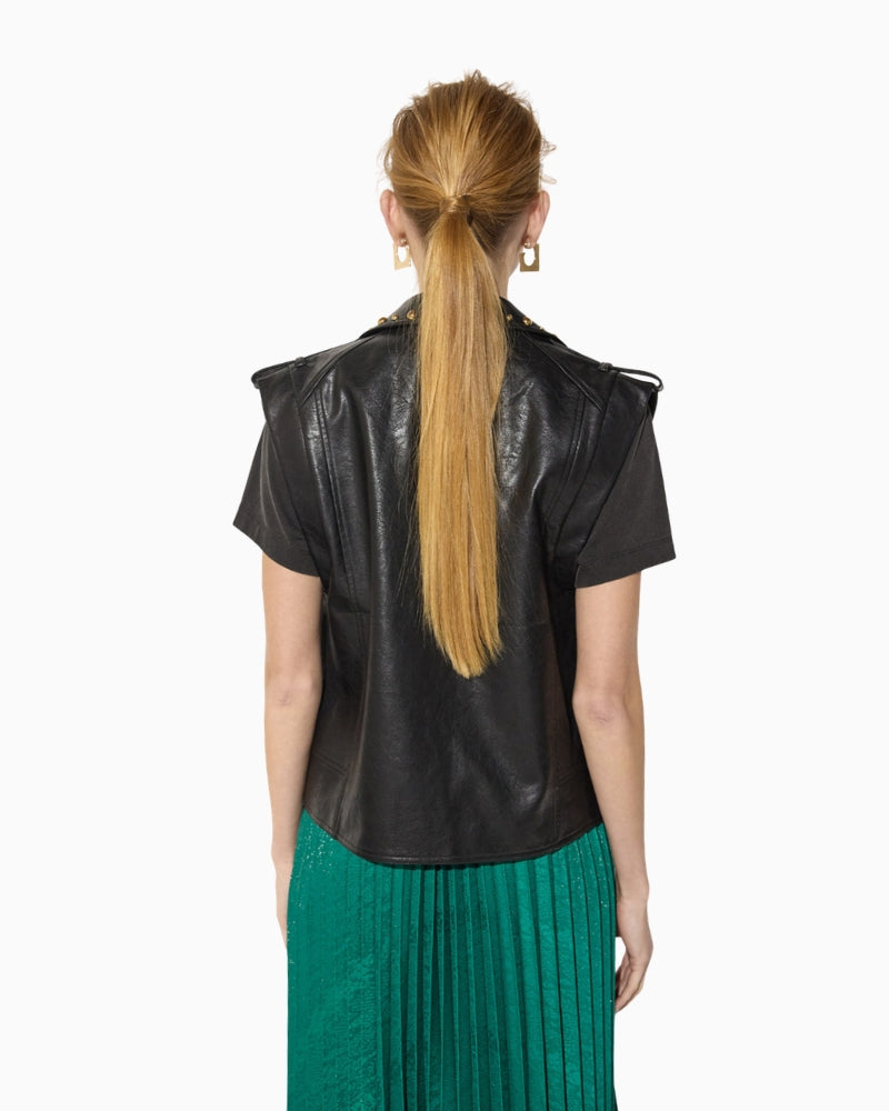 Lola Casademunt PU Waistcoat with Studs in Black back view