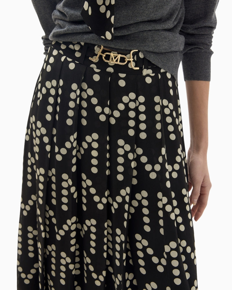 Lola Casademunt Pleated Logo Print Skirt in Black/White logo print detail