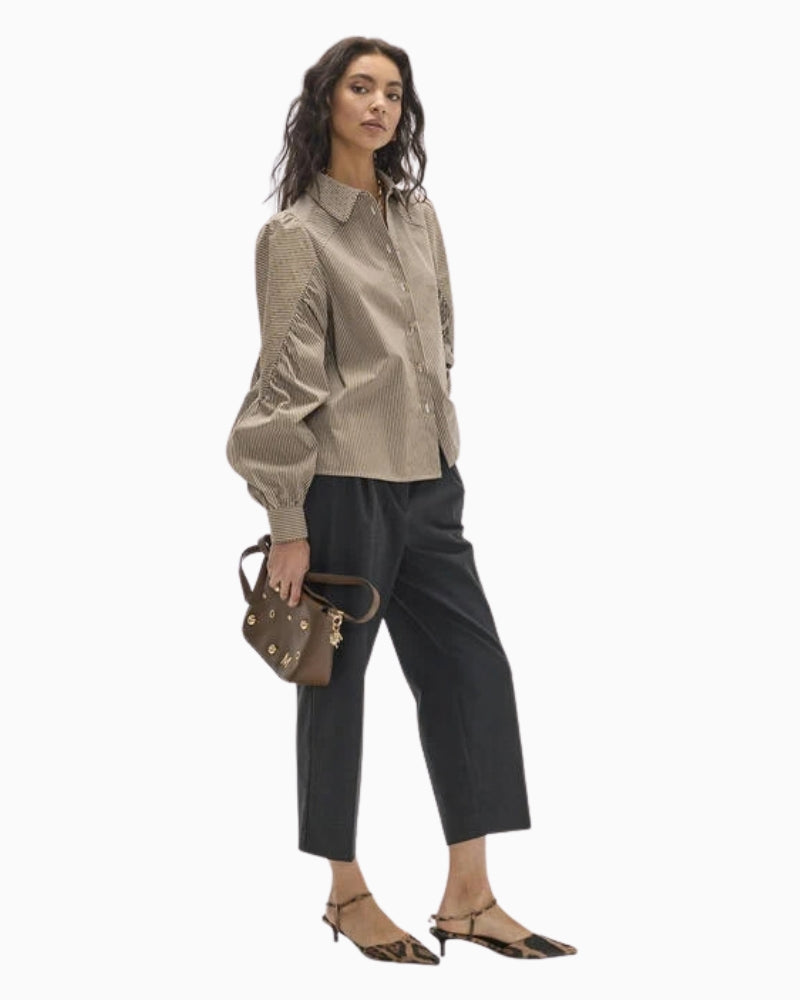 Lola Casademunt Striped Shirt in brown stripe side view