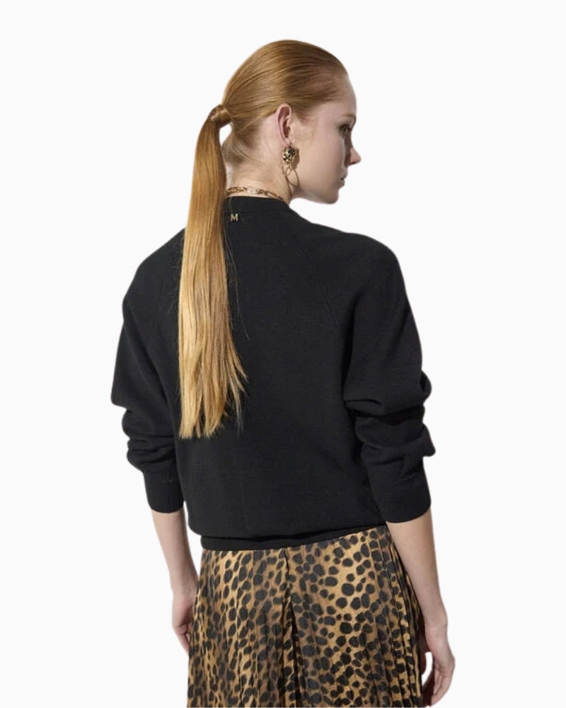 Lola Casademunt Zip Up Cardigan in black back view