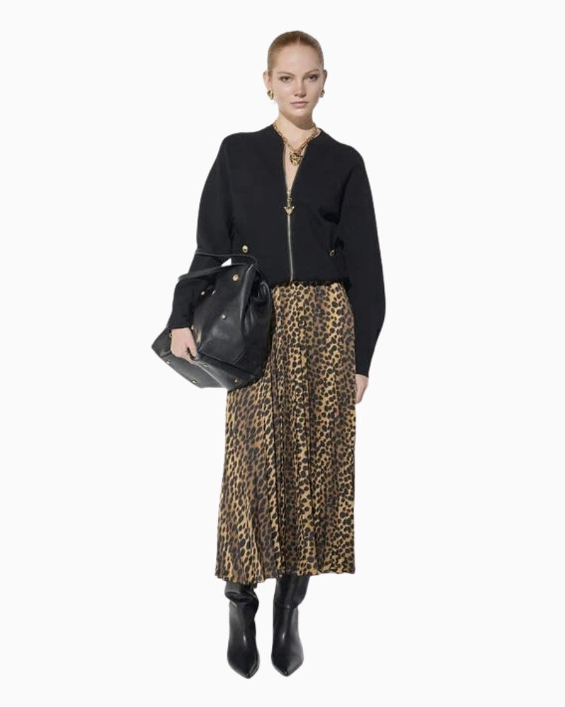 Lola Casademunt Zip Up Cardigan in black three-quarter front view