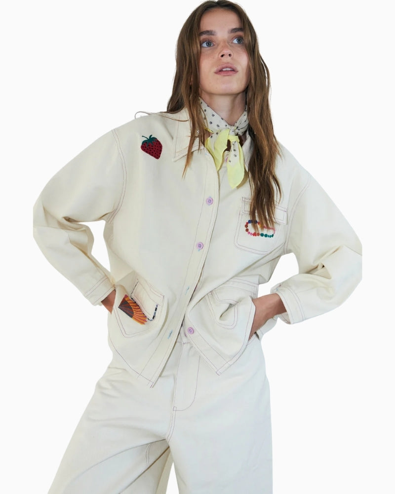 Lollys Laundry April jacket creme front view – Áines Boutique