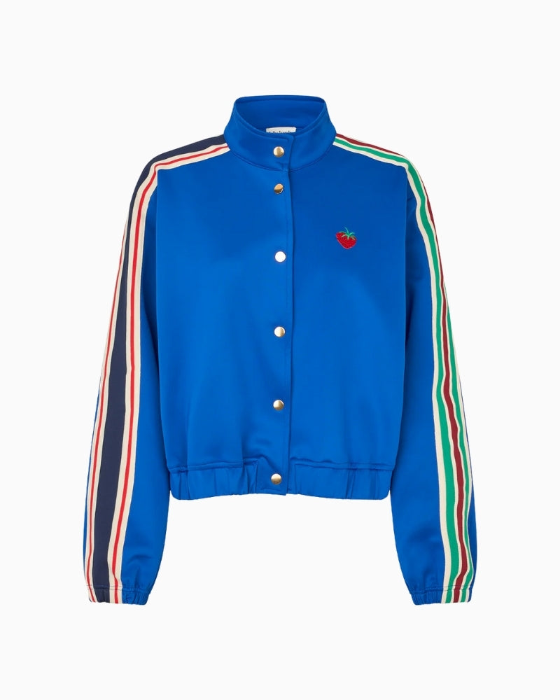 Lollys Laundry Brooklynn sporty jacket blue front view – Áines Boutique