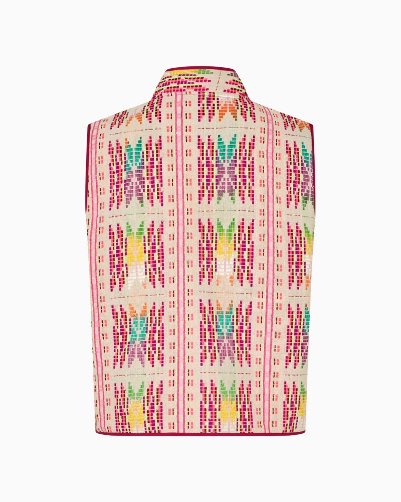 Lollys Laundry Cairo quilted vest pink back view – Áines Boutique