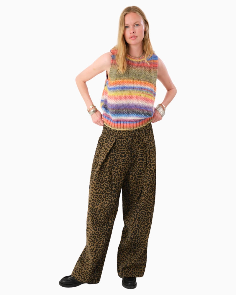 Front view of Lollys Laundry Dova vest with multicoloured textured knit