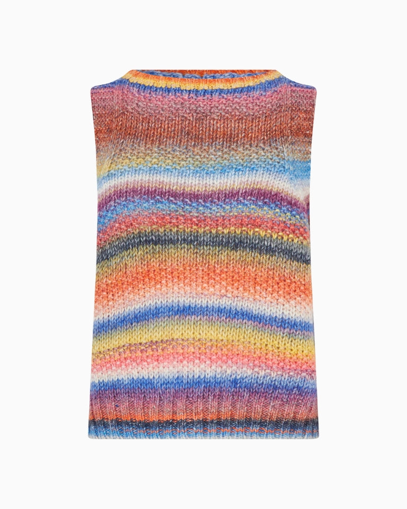 Front view of Lollys Laundry Dova vest with multicoloured textured knit