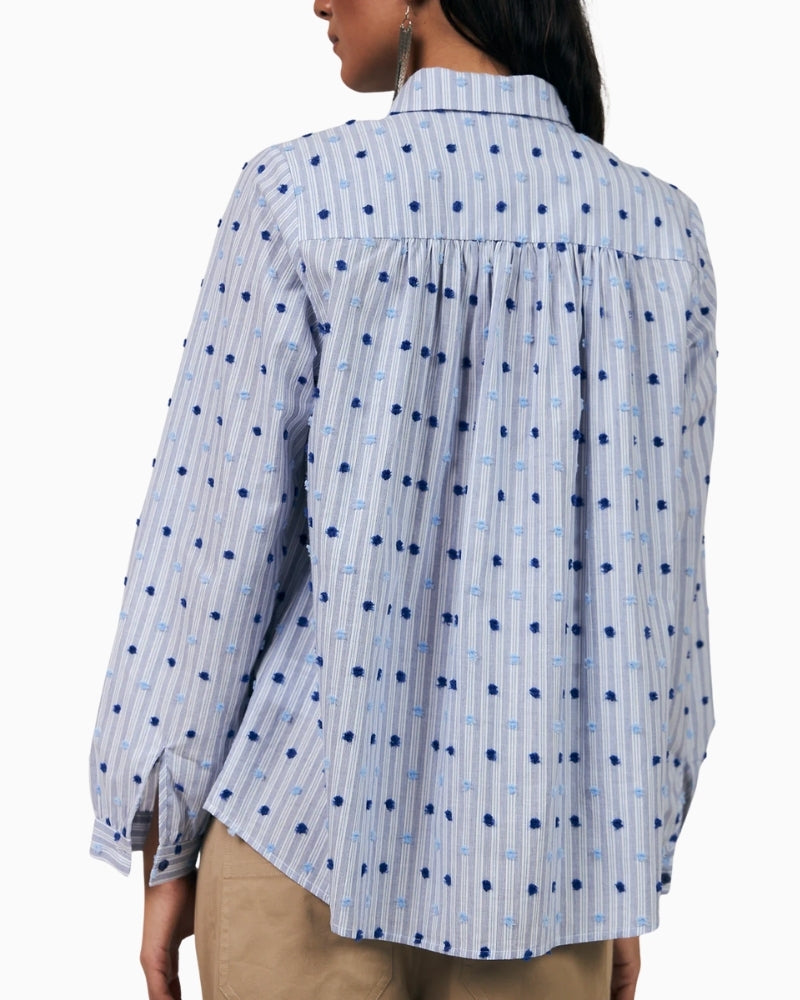 Lollys Laundry Lari shirt dark blue back view – Áines Boutique