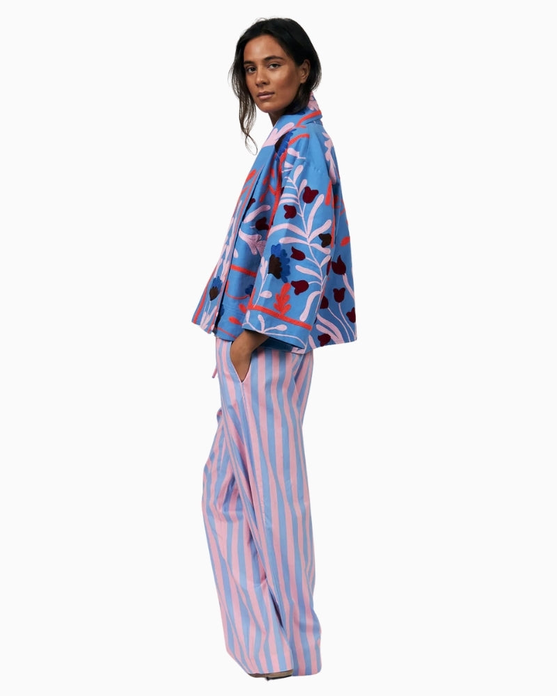 Lollys Laundry Rumill jacket blue side view wide sleeves – Áines Boutique