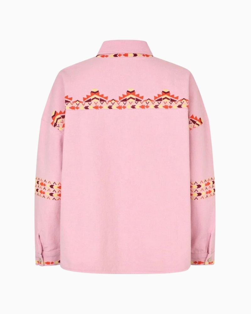 Lollys Laundry Veidall Overshirt pink back view – Áines Boutique