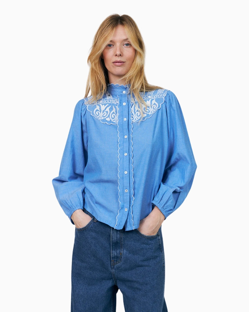 Lollys Laundry Lia Shirt in Blue front view