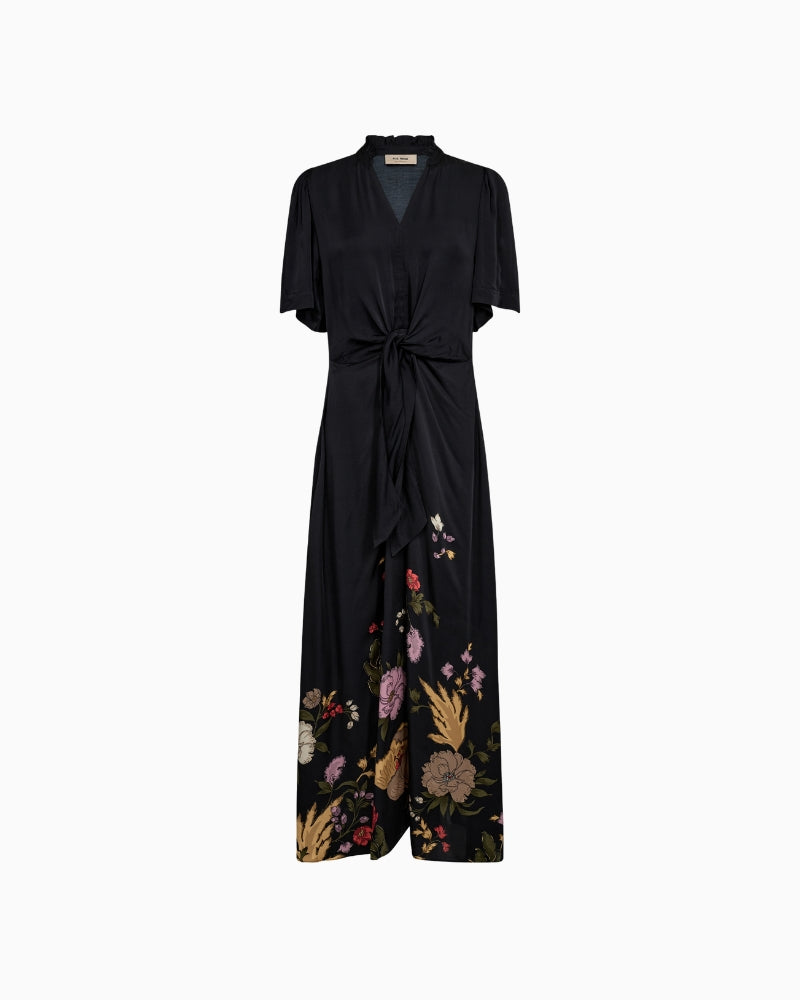 MOS MOSH Wandi Flowwi dress black front view floral hem