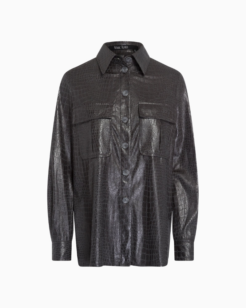 Grey long sleeve blouse by Marc Aurel in lightweight polyester fabric