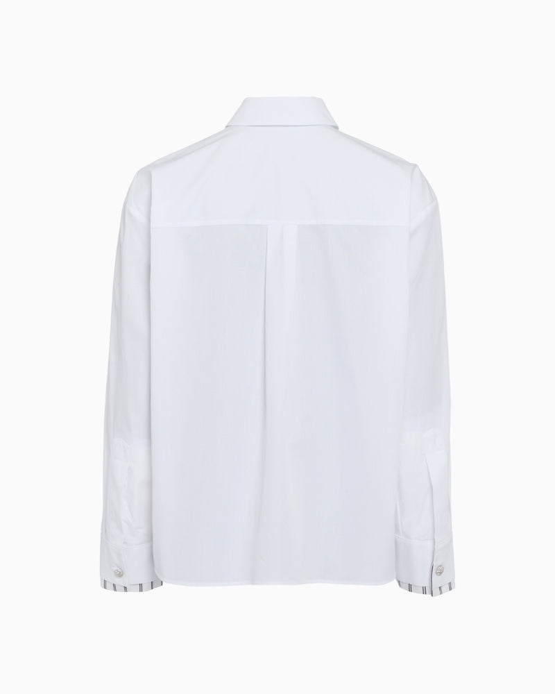 Marc Aurel blouse with long sleeves and striped contrast cuffs