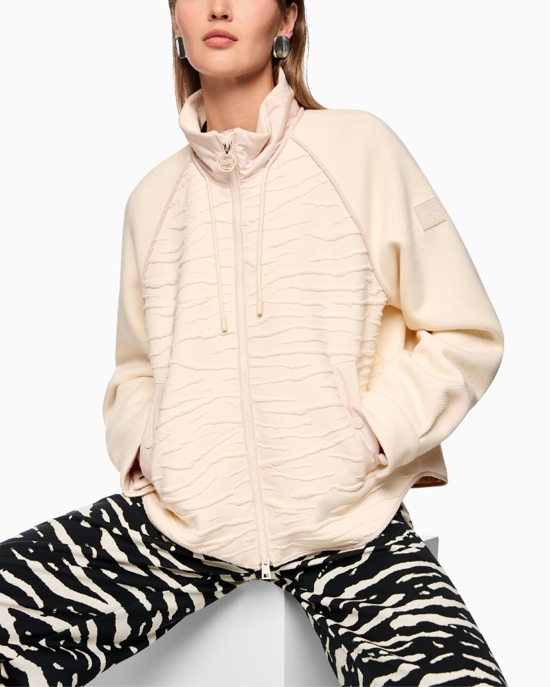 Lightweight lined jacket with drawstring hem and graphic back