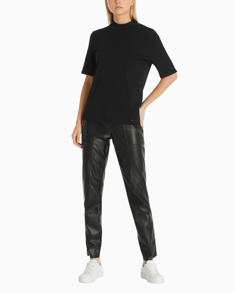 Marc Cain black T-shirt styled under a blazer for a polished everyday look