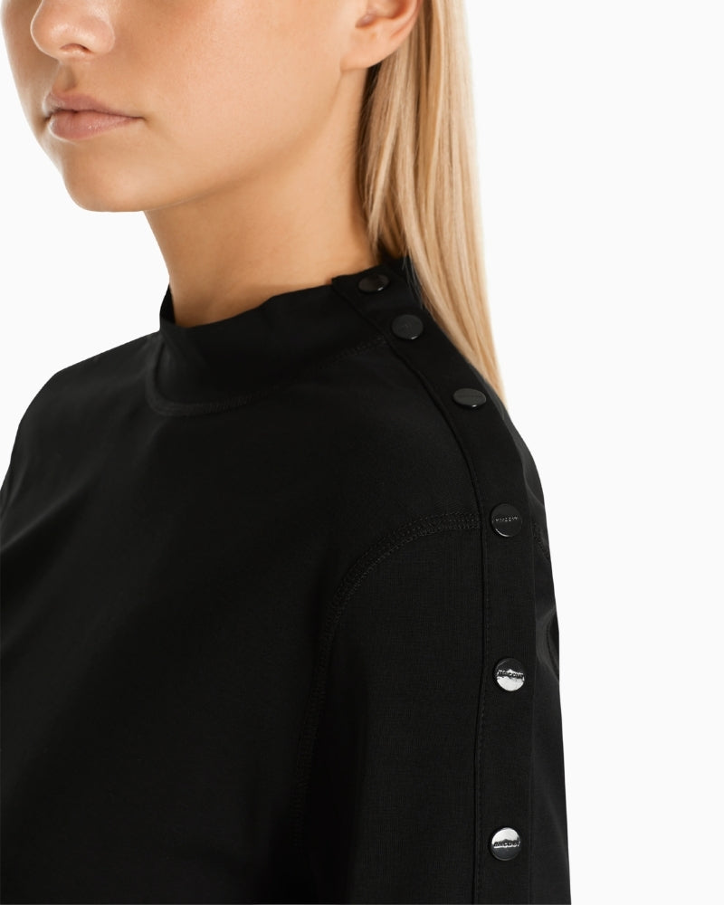 Close-up of soft stretch cotton fabric in classic black