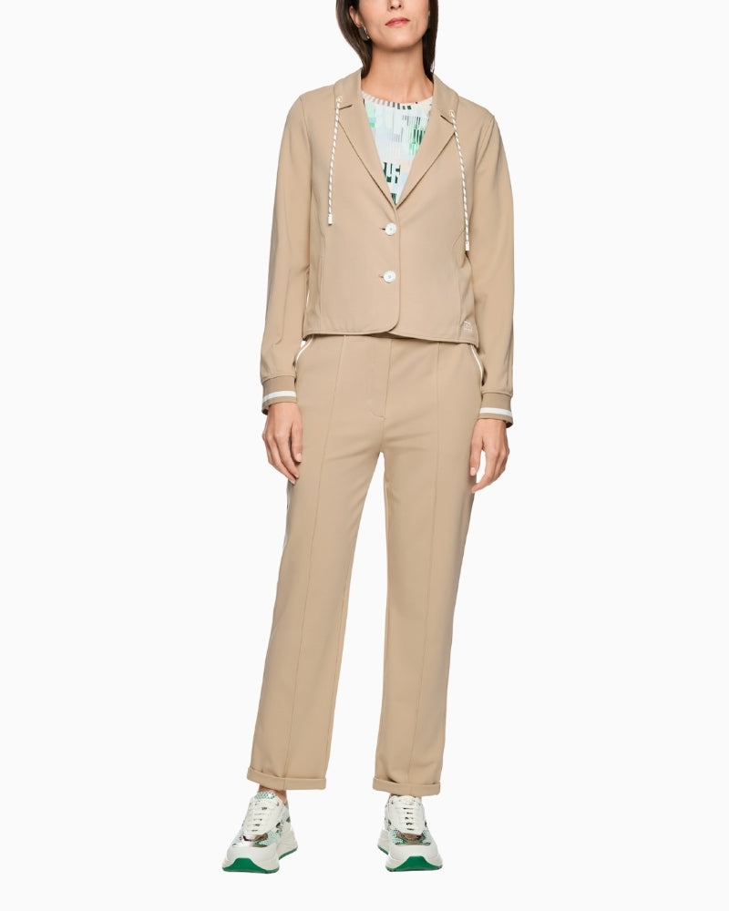 Woman wearing Marc Cain beige blazer full outfit – Áines Boutique